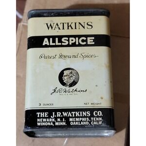 Vintage Watkins Allspice Tin Pure Ground Spices Collectible Kitchen Decor
